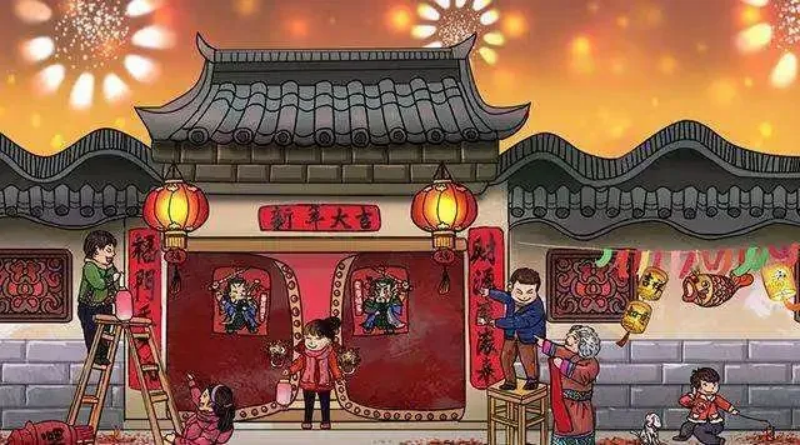 除夕-貼春聯 除夕-貼春聯